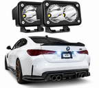 White spot LED pod pair with a rear vehicle installation view